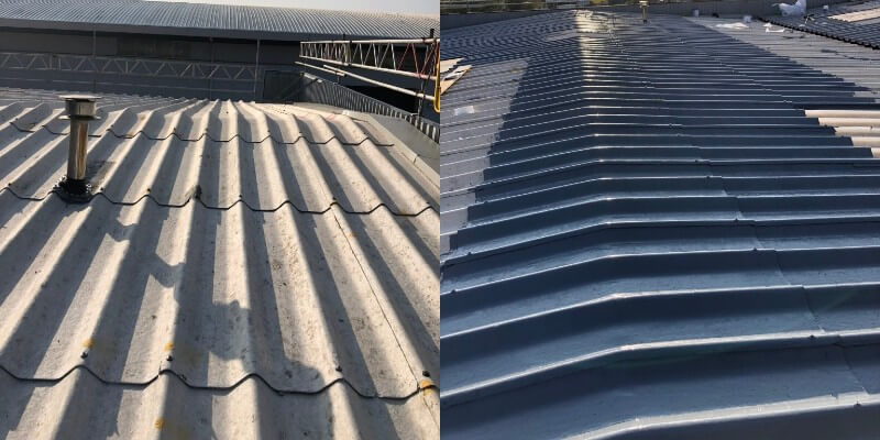 Asbestos Roof Before And After Repairs